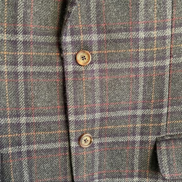 PAL ZILERI Wool Cashmere Checked Plaid Blazer Purple 40R - Picture 8 of 12